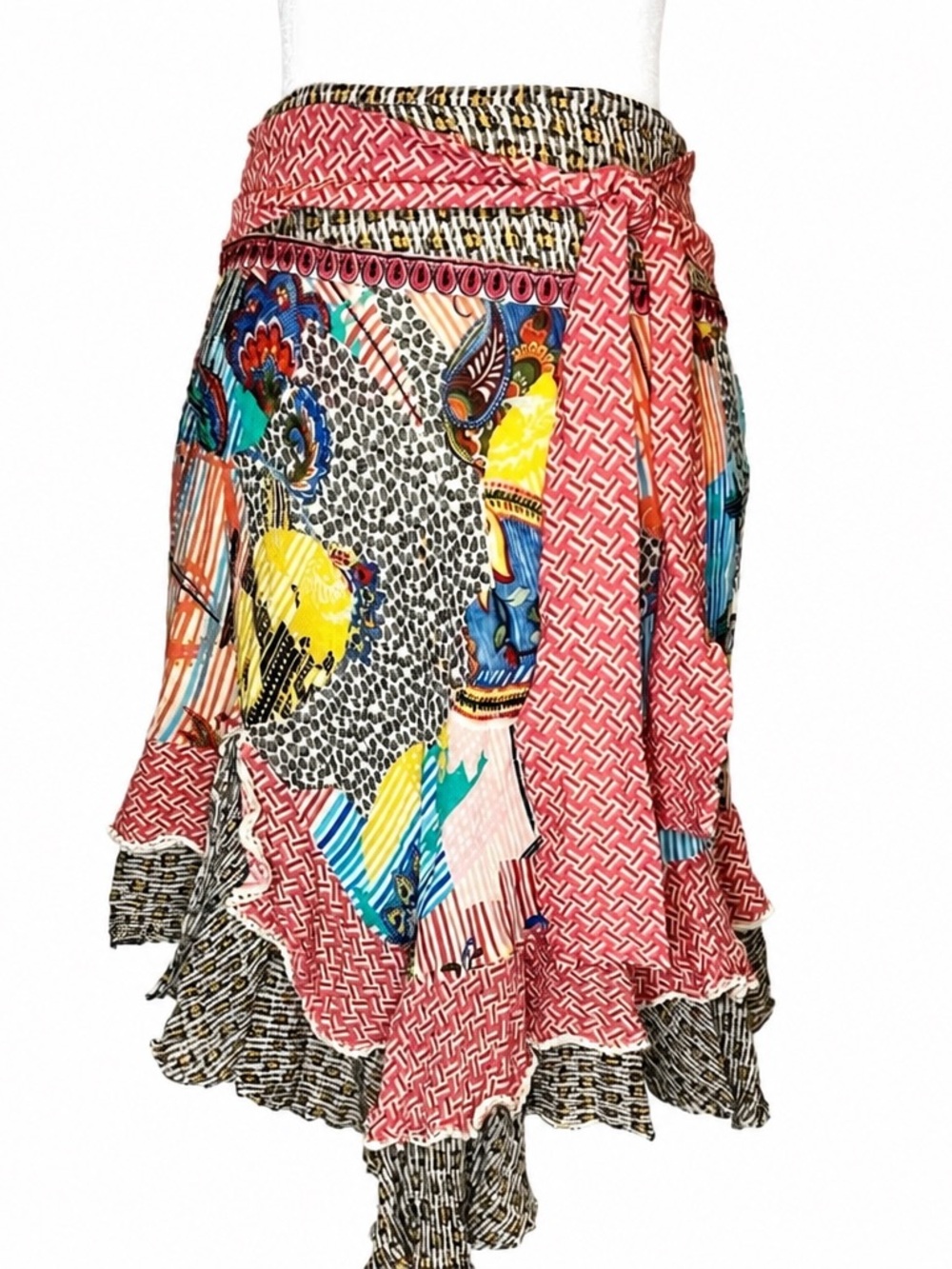 Anthropologie Online Exclusive Printed Tie-Waist Midi Skirt with Layers